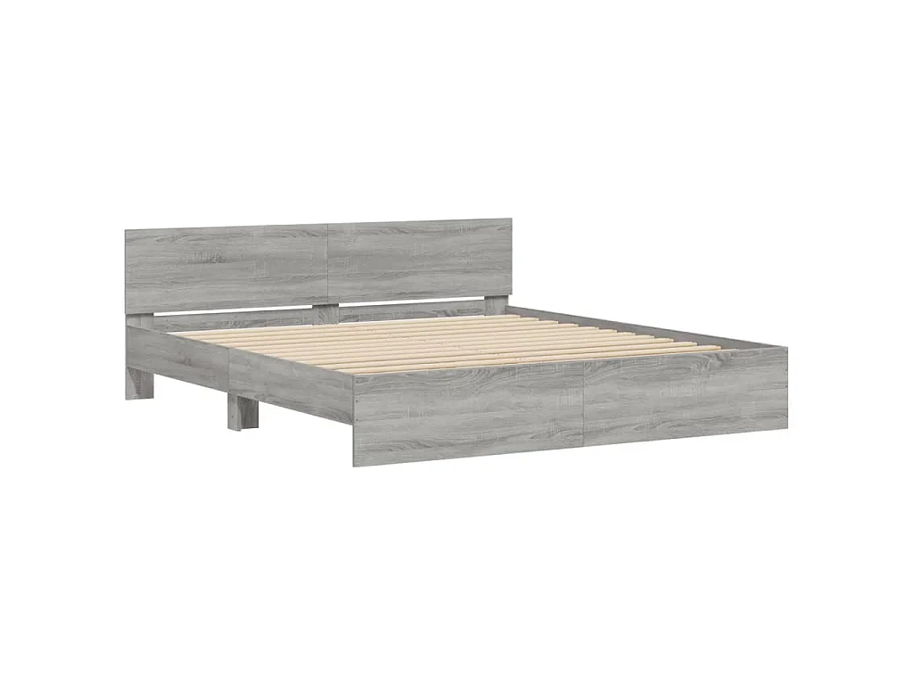 Bedframe met hoofdeinde en LED-licht grijs sonoma 180x200 cm