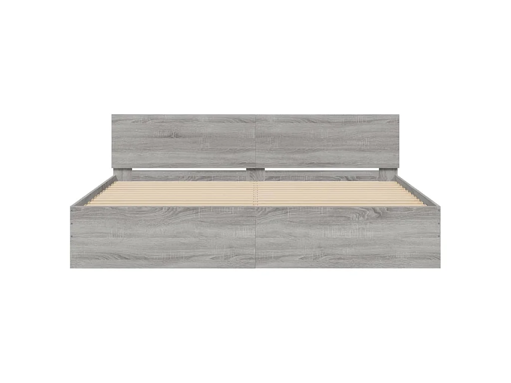 Bedframe met hoofdeinde en LED-licht grijs sonoma 180x200 cm