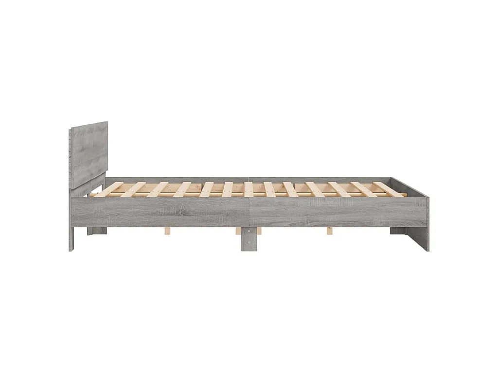 Bedframe met hoofdeinde en LED-licht grijs sonoma 180x200 cm