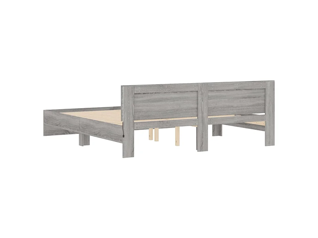 Bedframe met hoofdeinde en LED-licht grijs sonoma 180x200 cm
