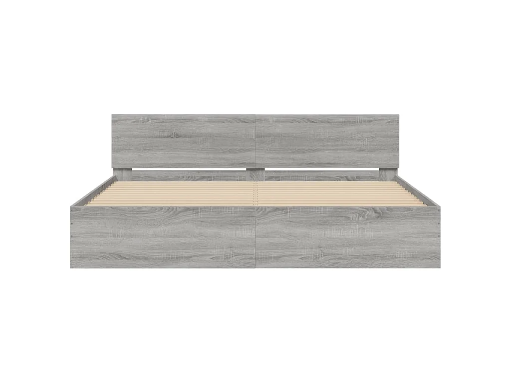 Giroletto con Testiera e LED Grigio Sonoma 180x200 cm