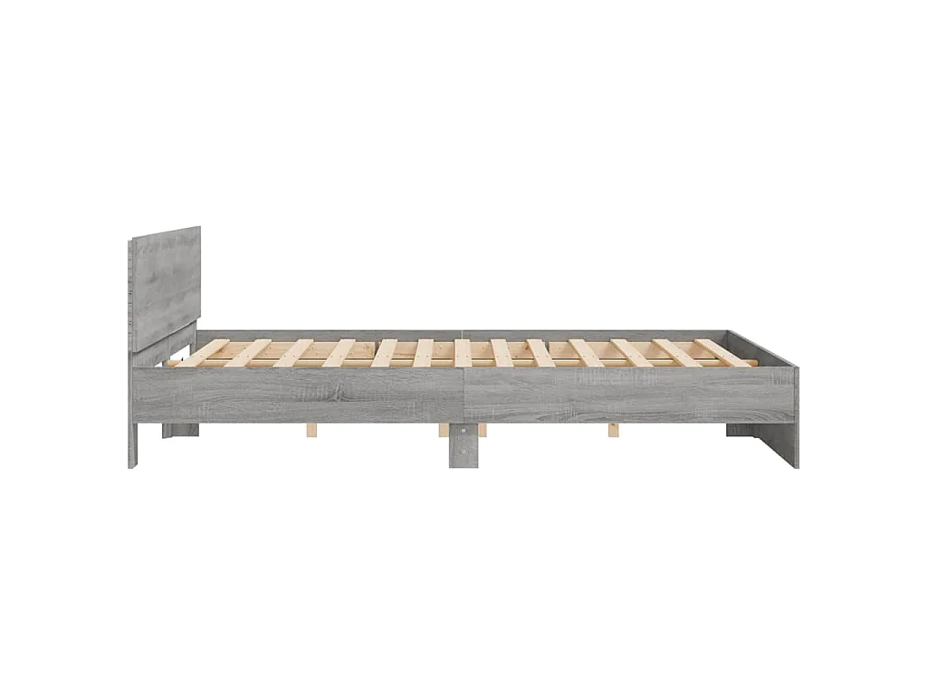 Giroletto con Testiera e LED Grigio Sonoma 180x200 cm