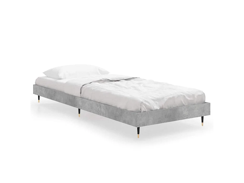 Bedframe bewerkt hout betongrijs 75x190 cm
