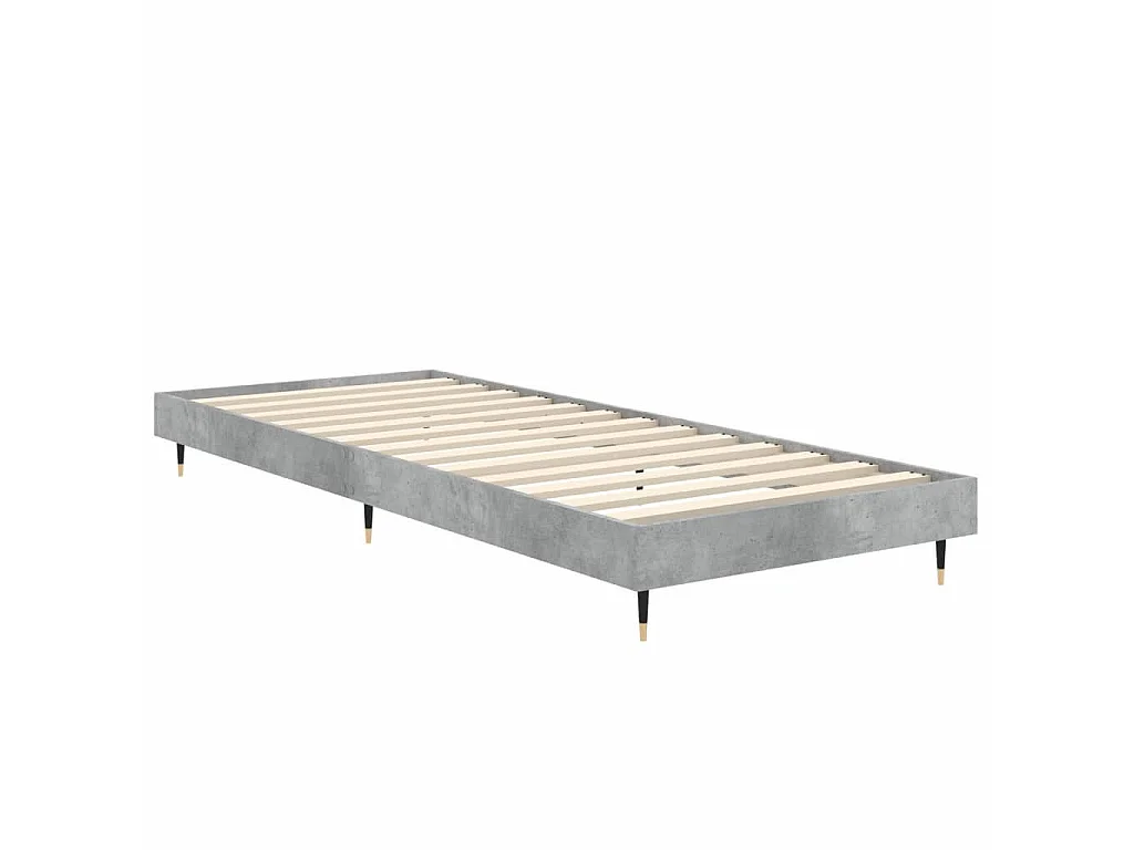 Bedframe bewerkt hout betongrijs 75x190 cm