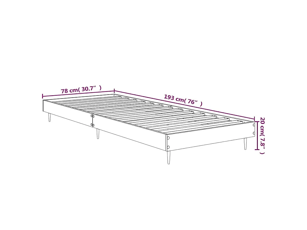 Bedframe bewerkt hout betongrijs 75x190 cm