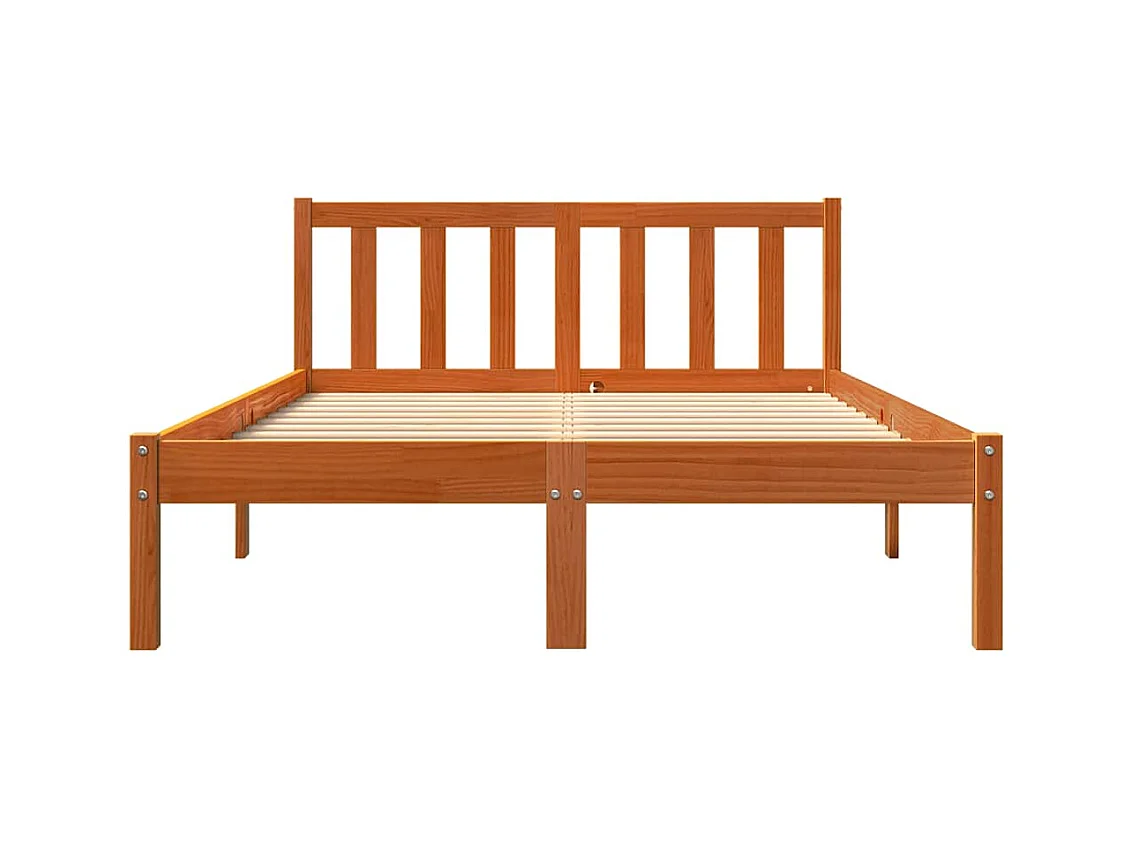 Massivholzbett ohne Matratze Wachsbraun 140x200 cm Kiefernholz