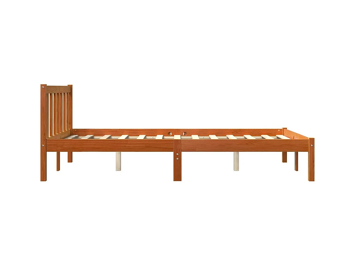 Massivholzbett ohne Matratze Wachsbraun 140x200 cm Kiefernholz