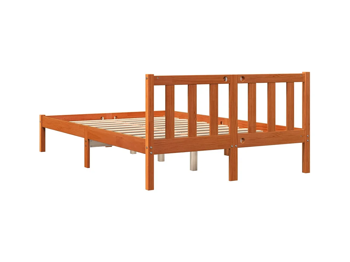 Massivholzbett ohne Matratze Wachsbraun 140x200 cm Kiefernholz