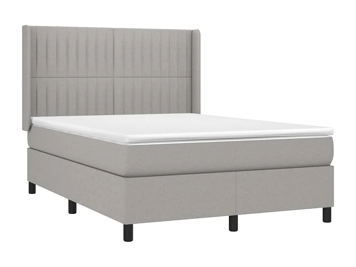 Boxspringbett mit Matratze & LED Hellgrau 140x190 cm Stoff