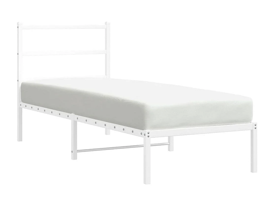 Cadre de lit métal sans matelas avec tête de lit blanc 75x190cm