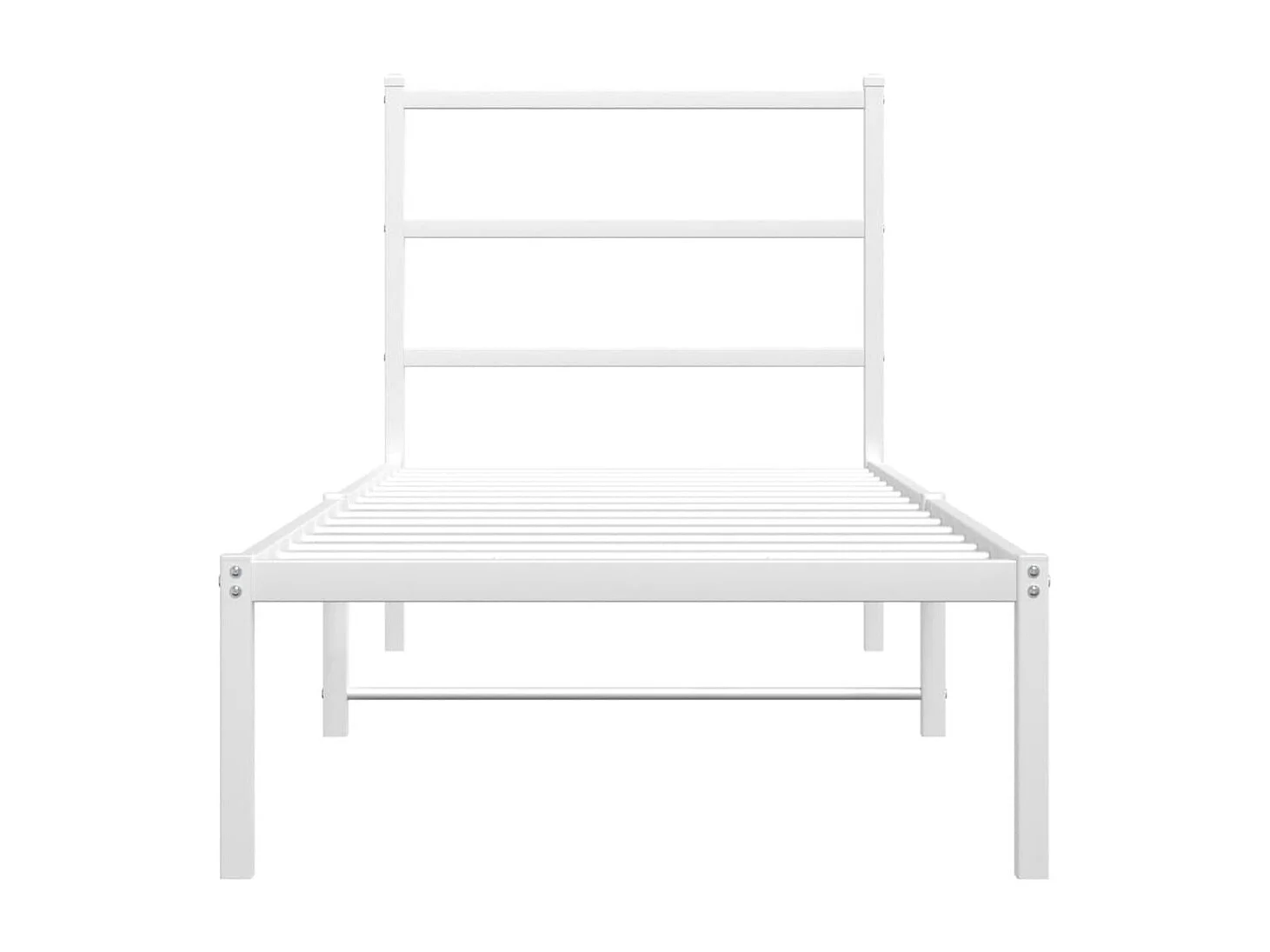 Cadre de lit métal sans matelas avec tête de lit blanc 75x190cm
