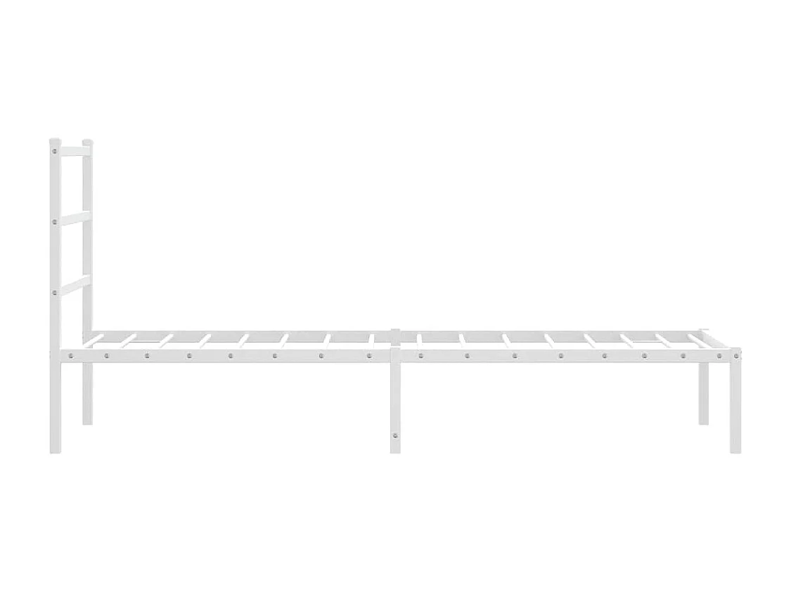 Cadre de lit métal sans matelas avec tête de lit blanc 75x190cm