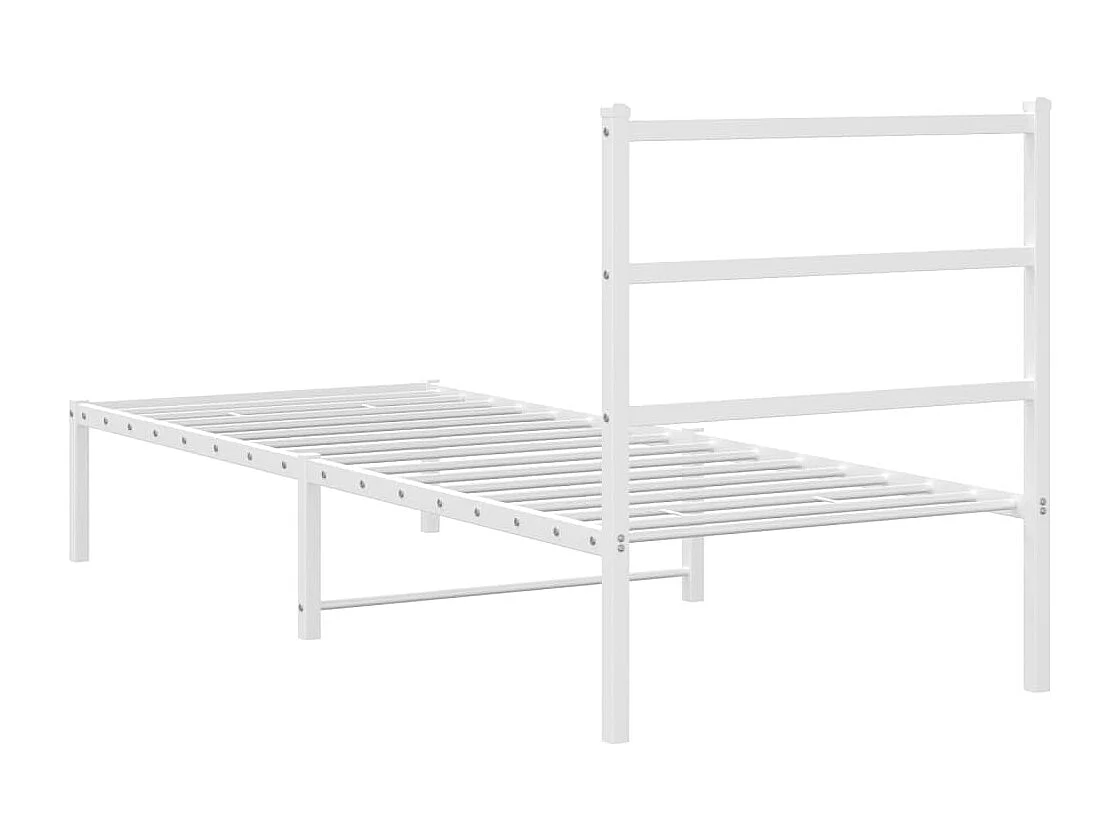 Cadre de lit métal sans matelas avec tête de lit blanc 75x190cm