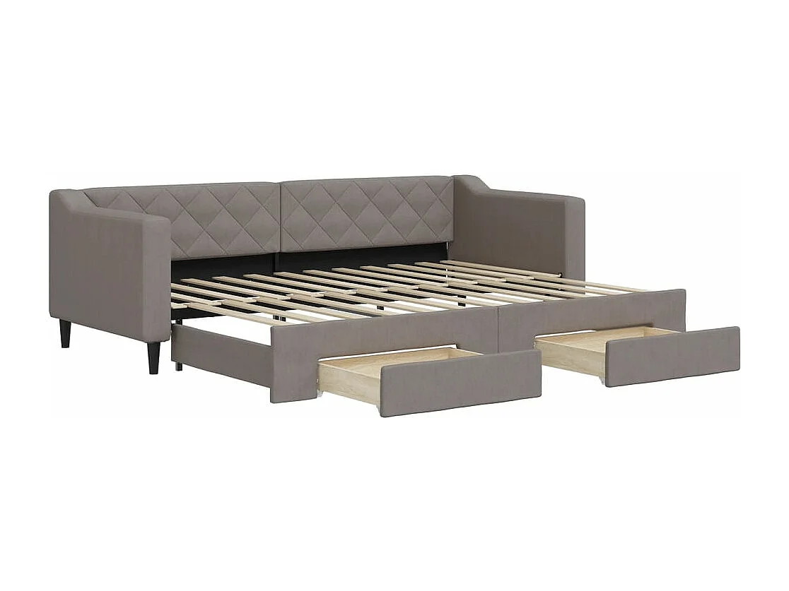 Slaapbank met onderschuifbed en lades 80x200 cm stof taupe