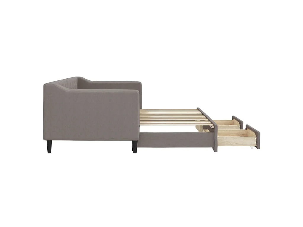 Slaapbank met onderschuifbed en lades 80x200 cm stof taupe