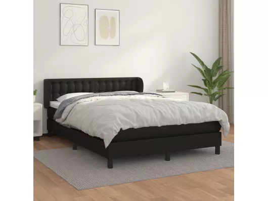 Kauf Unique Boxspringbett mit Matratze Schwarz 140x190 cm Kunstleder