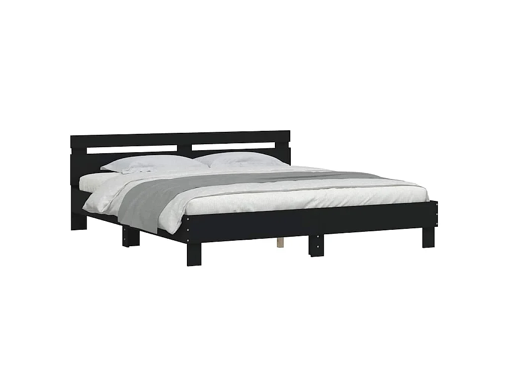 Cadre de lit avec LED sans matelas noir 180x200 cm