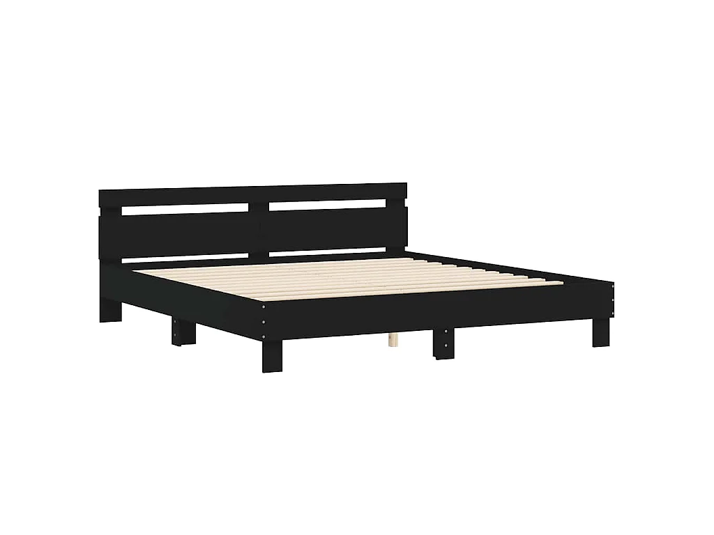 Cadre de lit avec LED sans matelas noir 180x200 cm