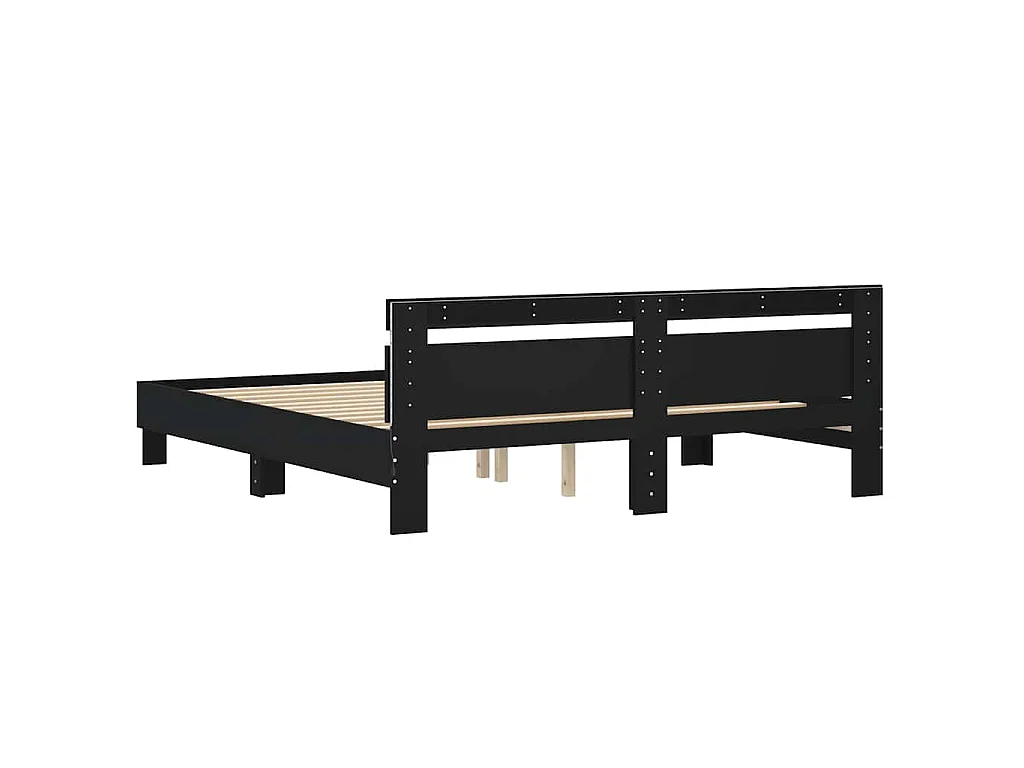 Cadre de lit avec LED sans matelas noir 180x200 cm