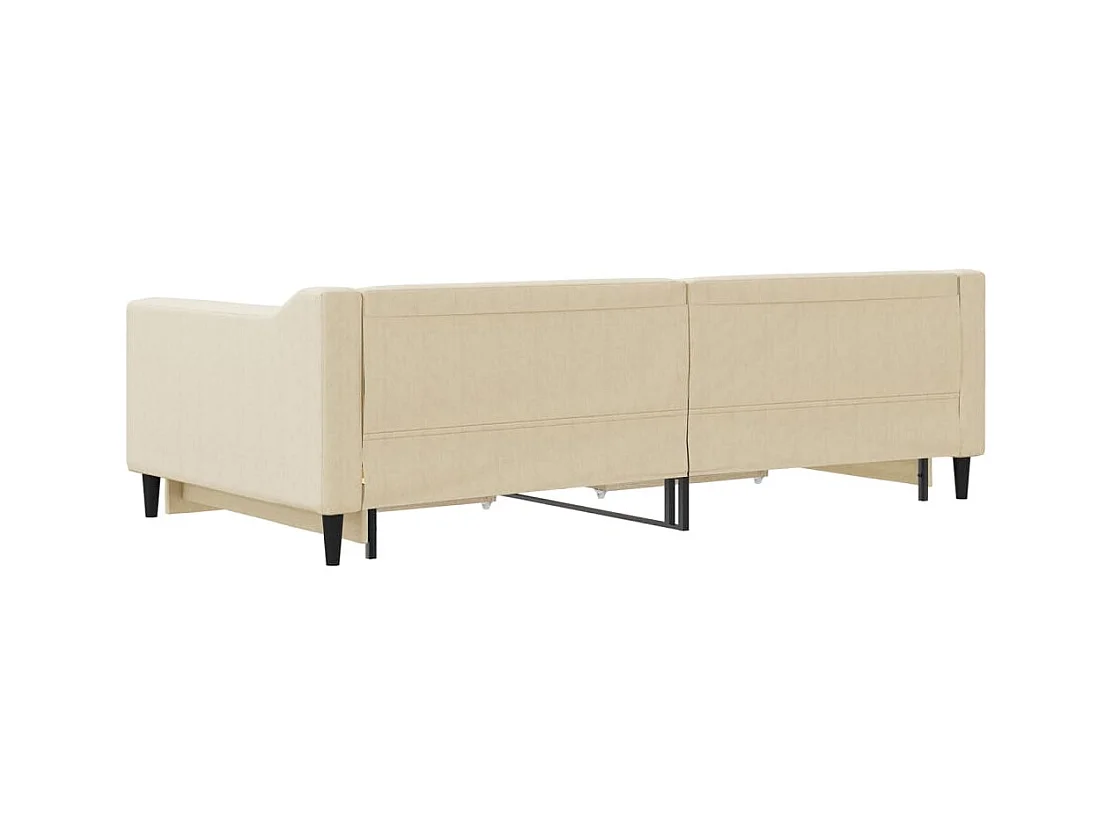 Lit de jour avec gigogne et tiroirs crème 100x200 cm tissu