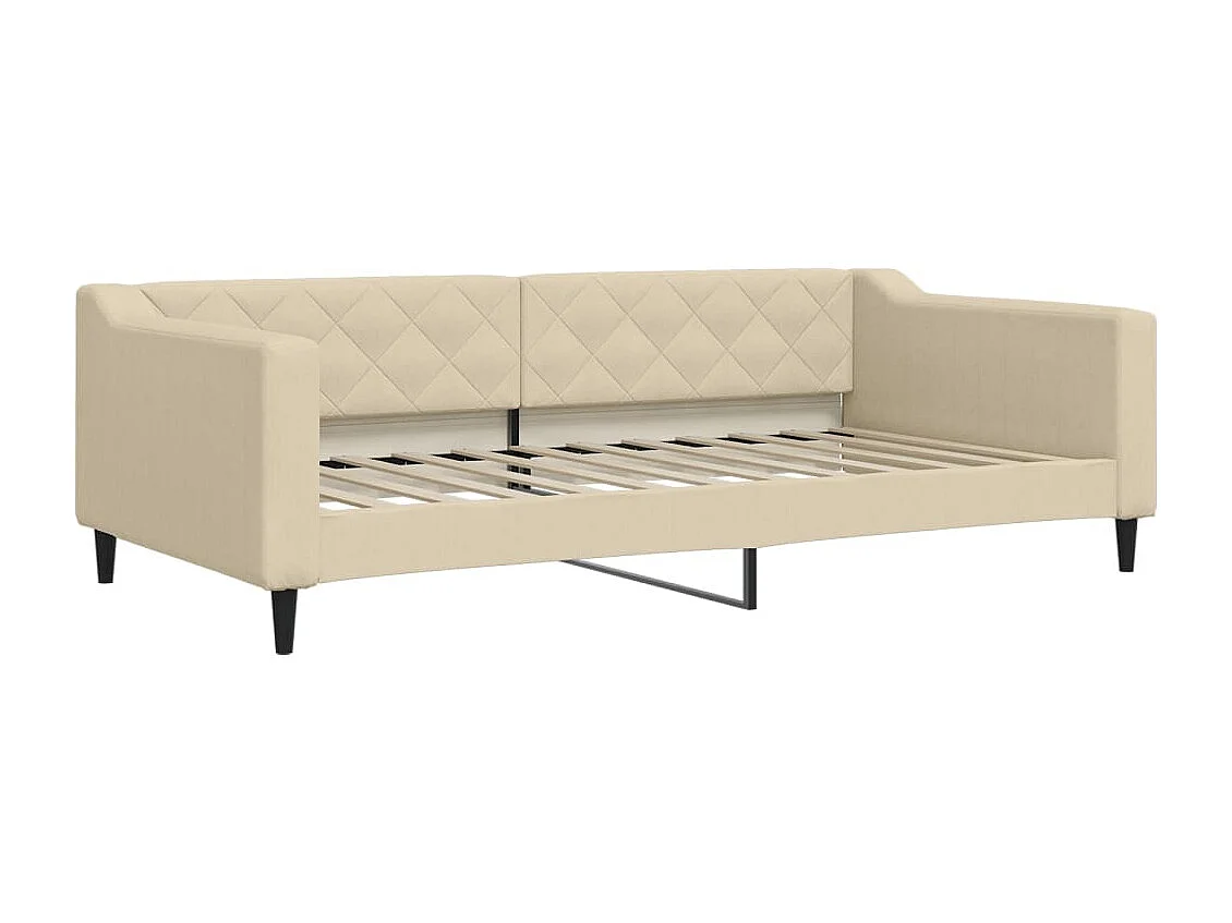 Slaapbank met onderschuifbed en lades 100x200 cm stof crème