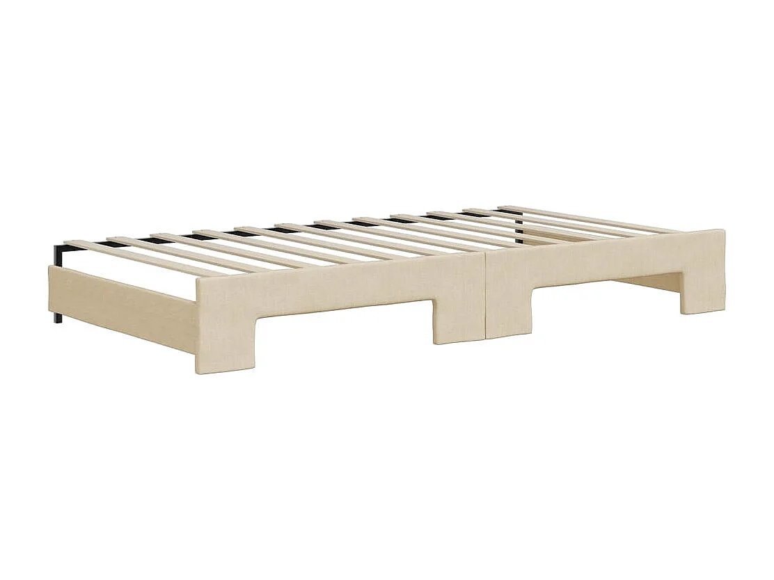 Slaapbank met onderschuifbed en lades 100x200 cm stof crème