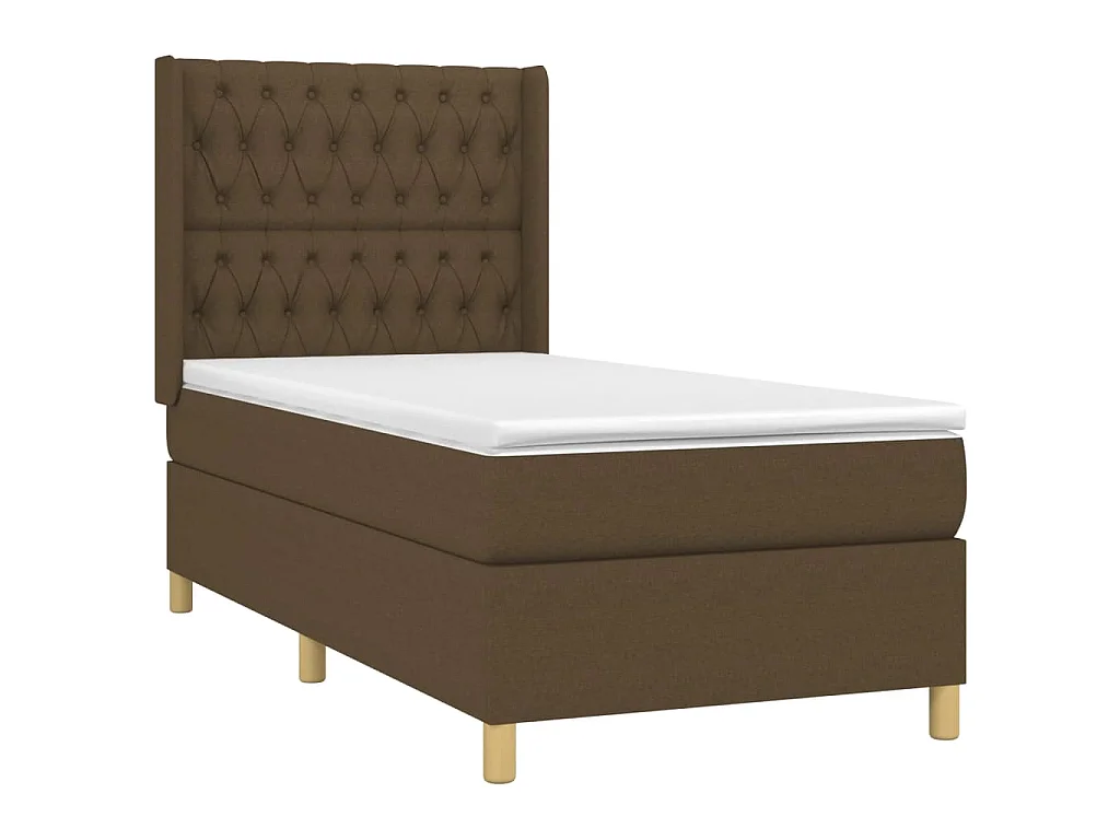Boxspring met matras en LED stof donkerbruin 90x190 cm