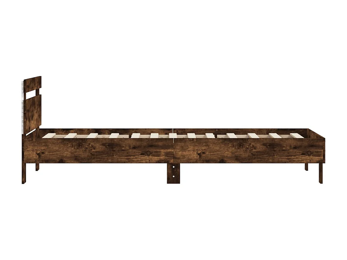Bettgestell mit Kopfteil und LED-Leuchten Räuchereiche 90x200cm