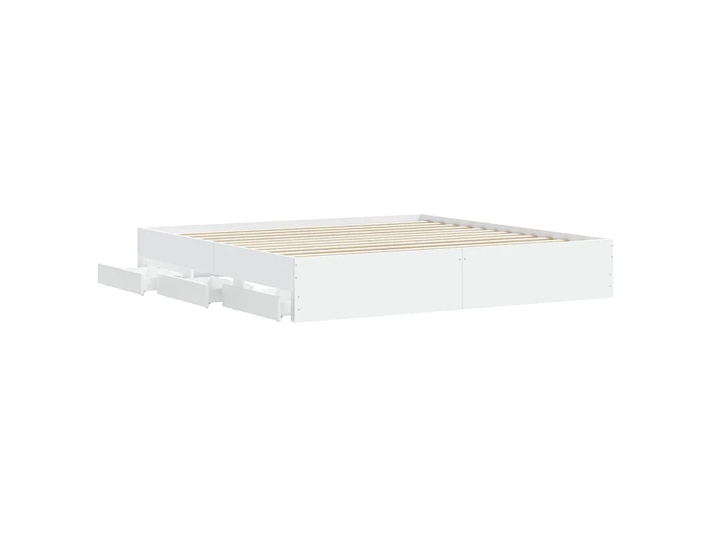 Bedframe met lades bewerkt hout wit 200x200 cm