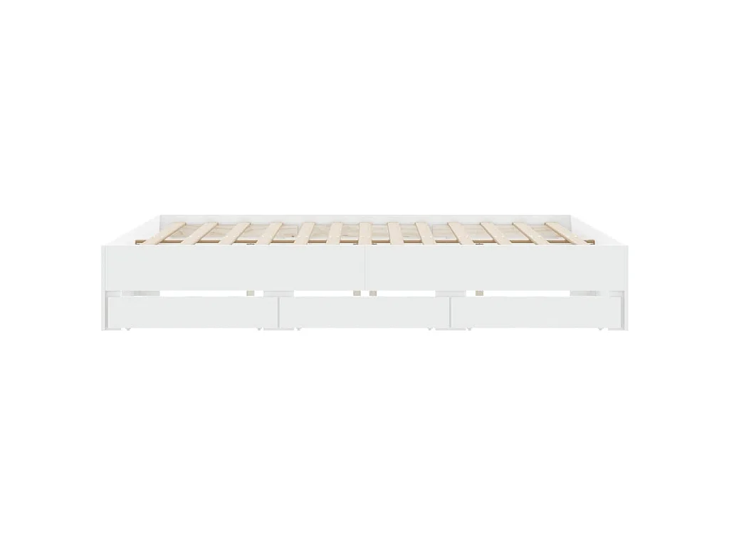 Cadre de lit avec tiroirs sans matelas blanc 200x200 cm
