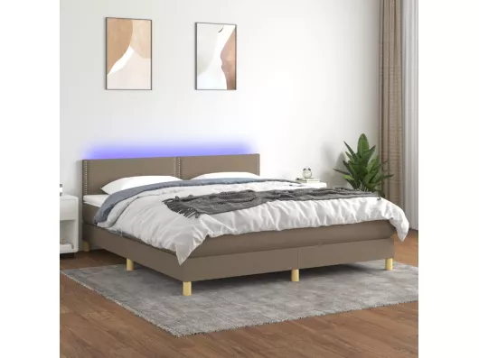 Kauf Unique Boxspringbett mit Matratze & LED Taupe 160x200 cm Stoff