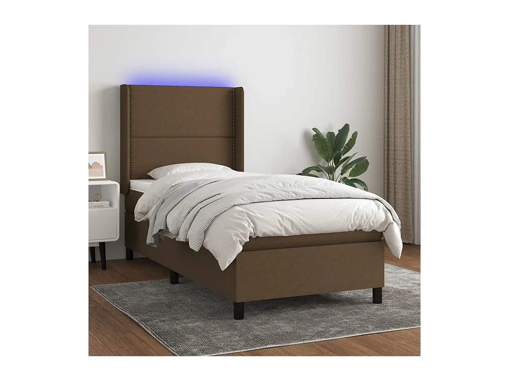 Sommier à lattes de lit matelas LED Marron foncé 80x200cm Tissu