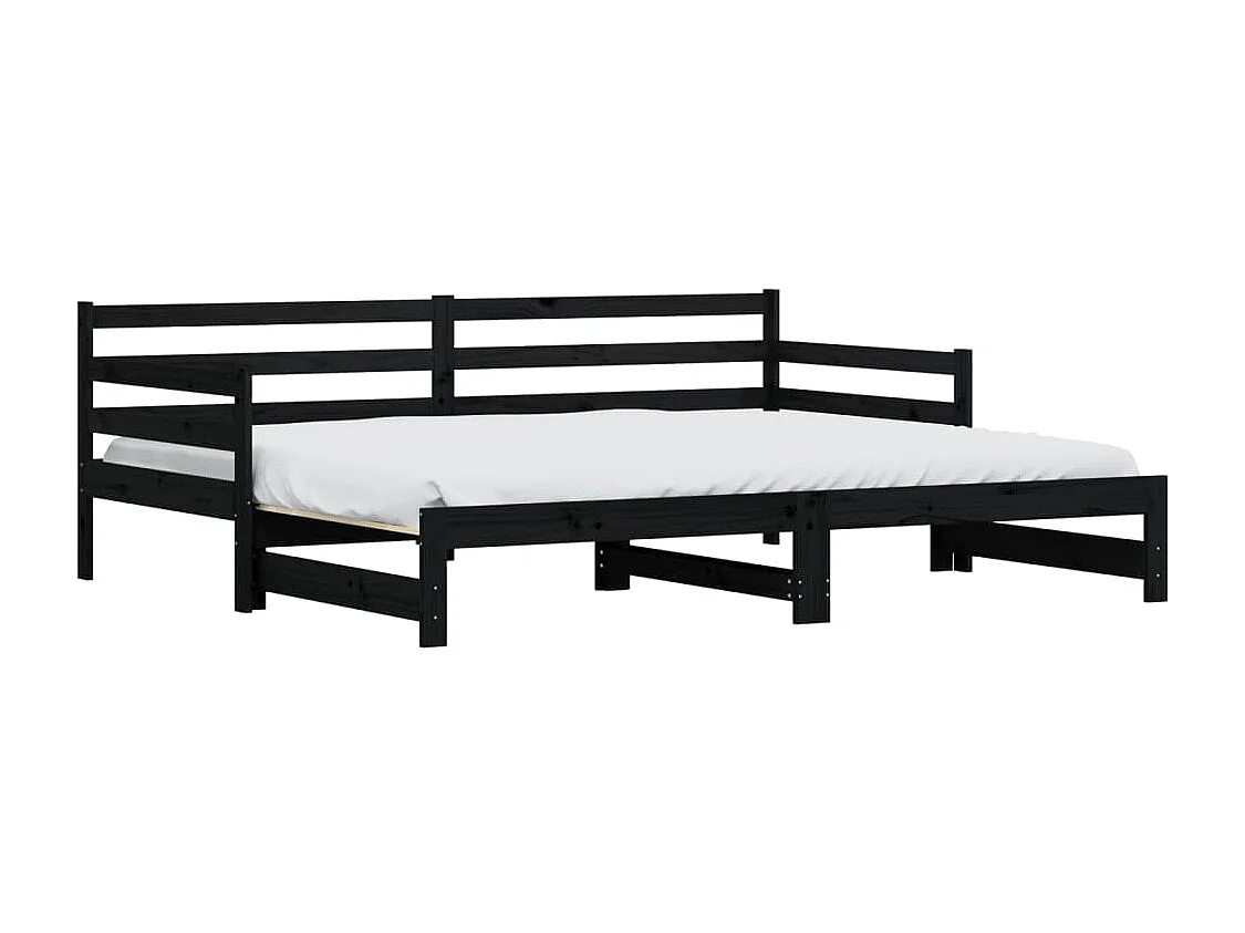 Divano Letto con Letto Estraibile Nero 90x190cm Massello Pino