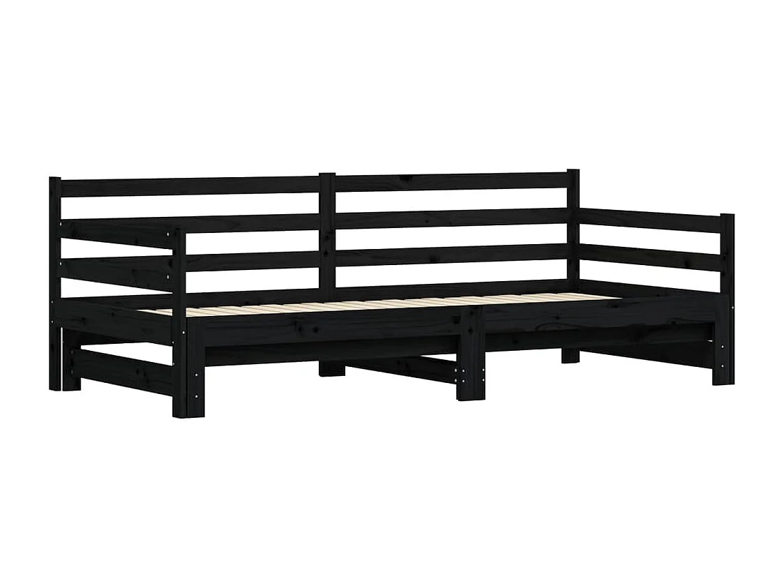 Divano Letto con Letto Estraibile Nero 90x190cm Massello Pino