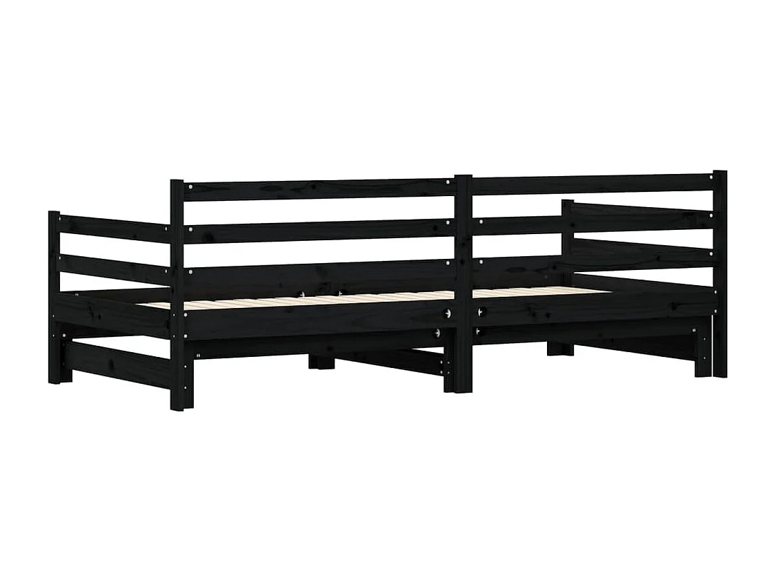 Divano Letto con Letto Estraibile Nero 90x190cm Massello Pino
