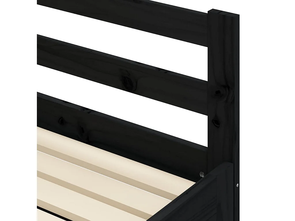 Divano Letto con Letto Estraibile Nero 90x190cm Massello Pino