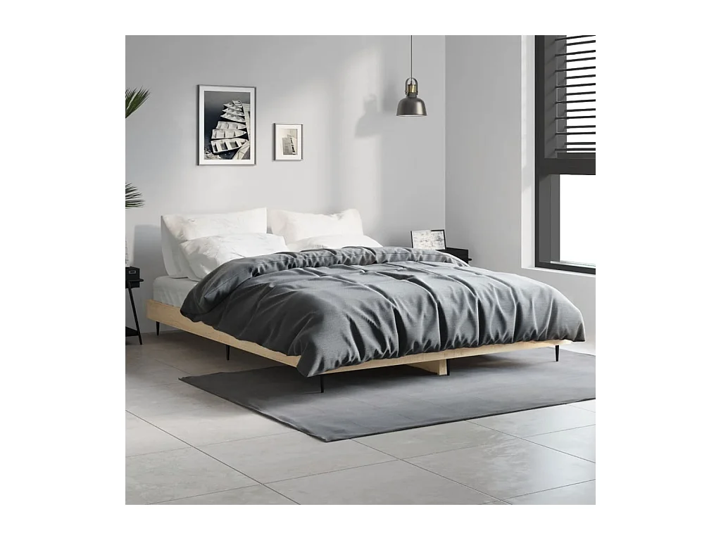 Cadre de lit sans matelas chêne sonoma 140x190 cm