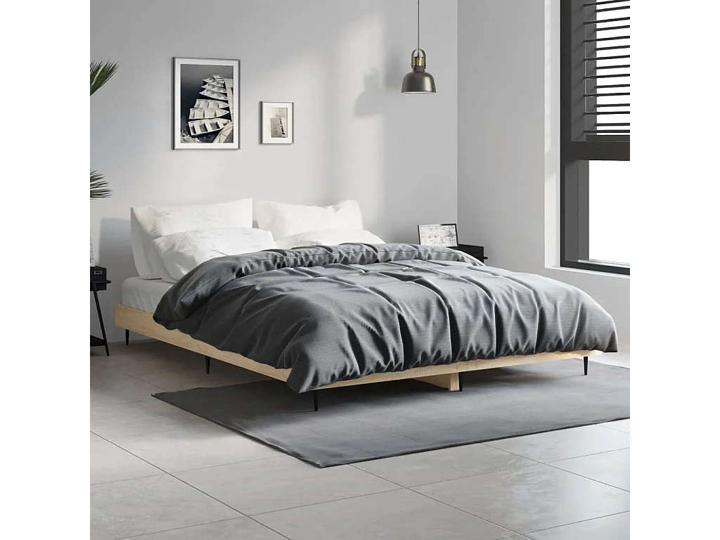 Cadre de lit sans matelas chêne sonoma 140x190 cm