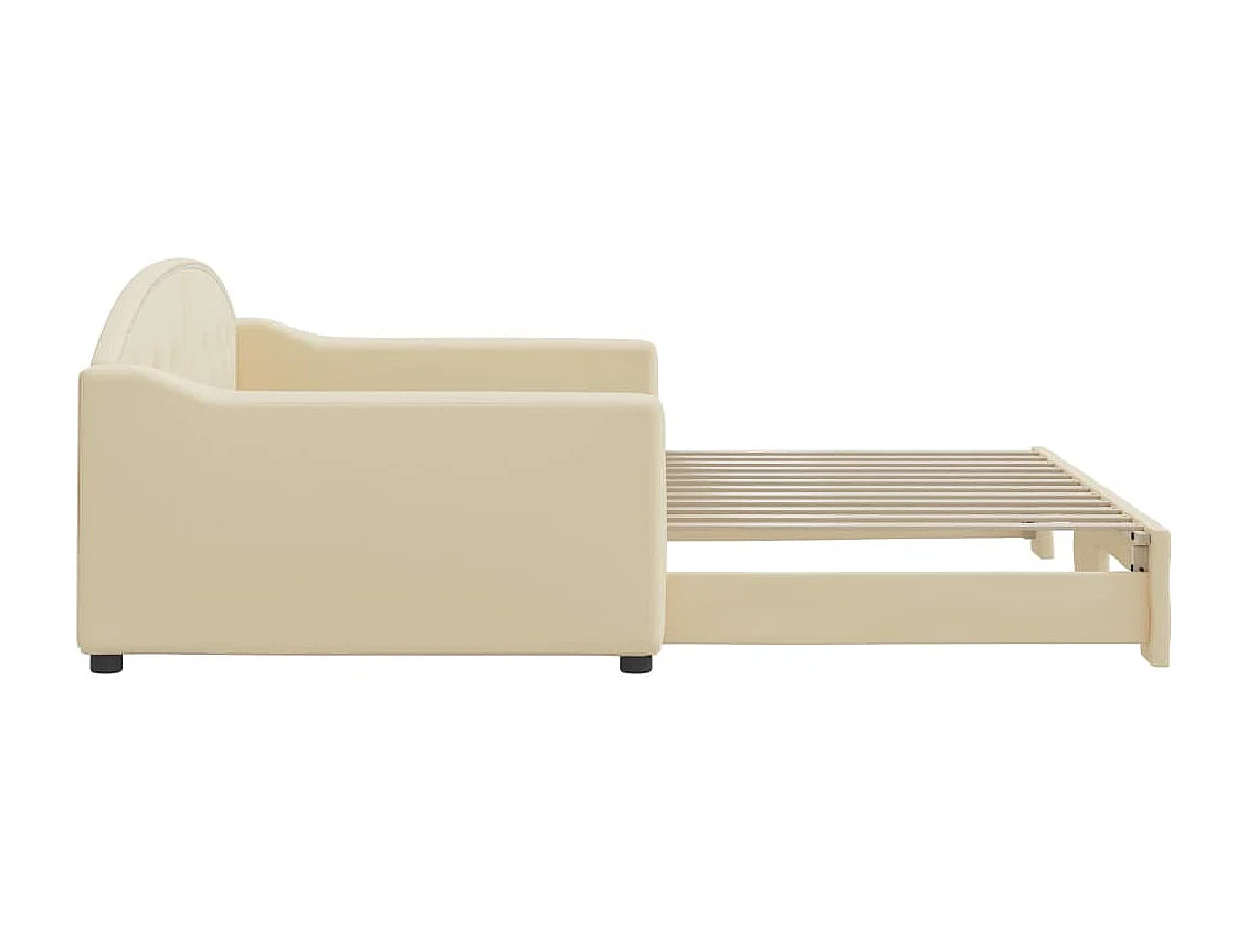 Lit de jour avec lit gigogne crème 100x200 cm tissu