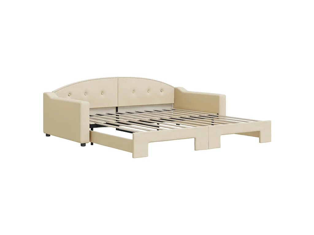 Lit de jour avec lit gigogne crème 100x200 cm tissu