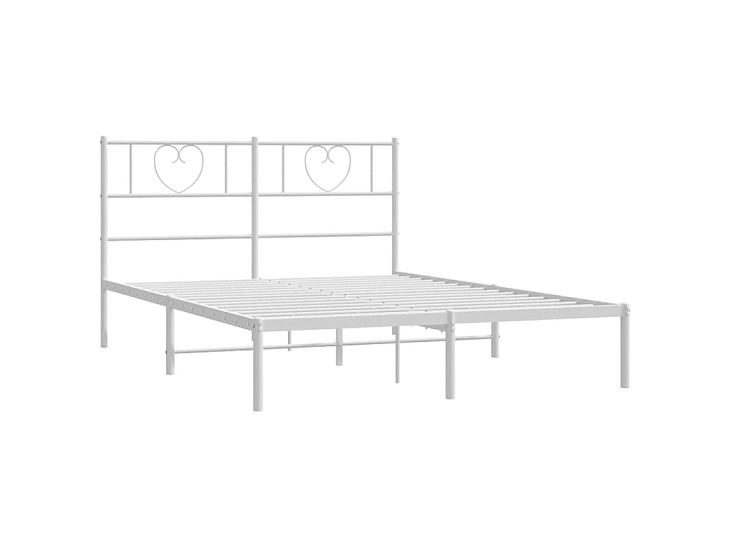 Cadre de lit métal sans matelas et tête de lit blanc 150x200 cm