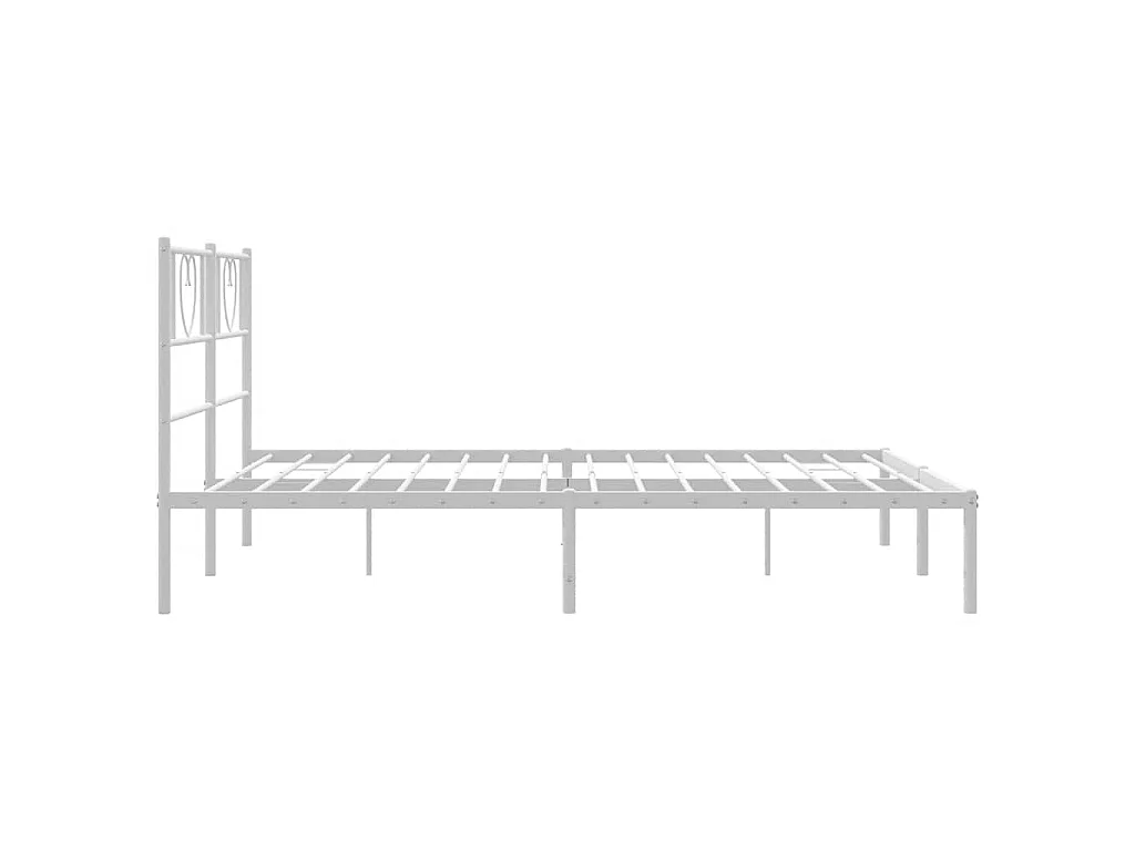 Cadre de lit métal sans matelas et tête de lit blanc 150x200 cm