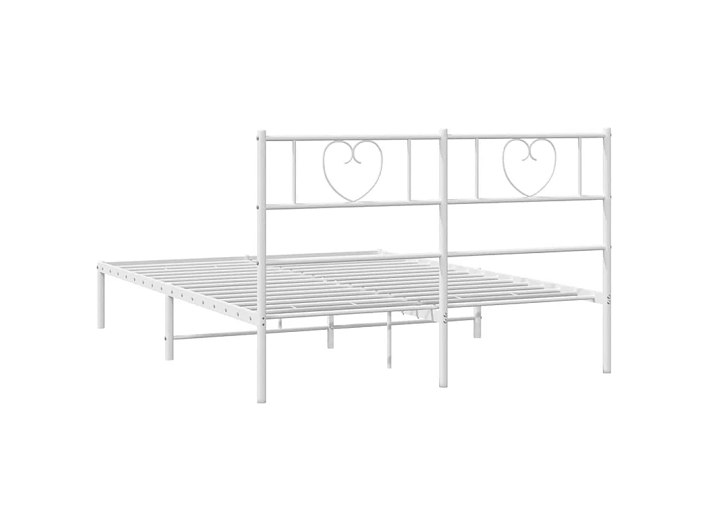 Cadre de lit métal sans matelas et tête de lit blanc 150x200 cm