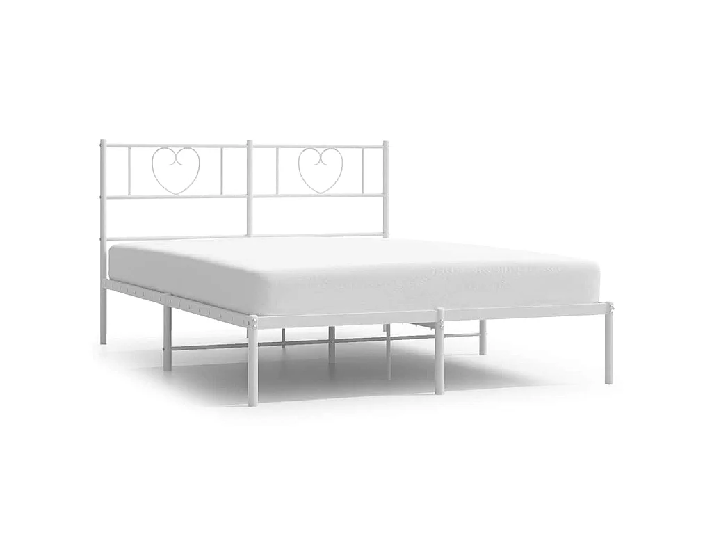 Bedframe met hoofdbord metaal wit 150x200 cm