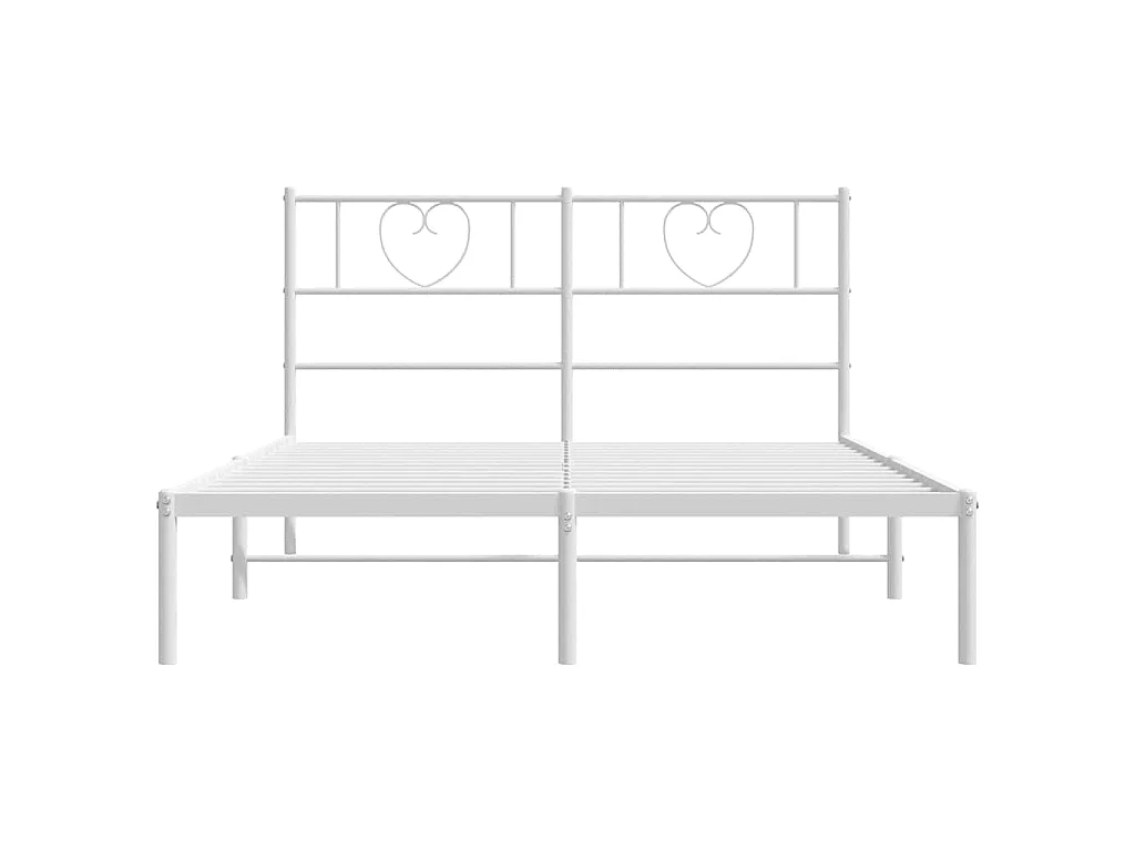 Bedframe met hoofdbord metaal wit 150x200 cm