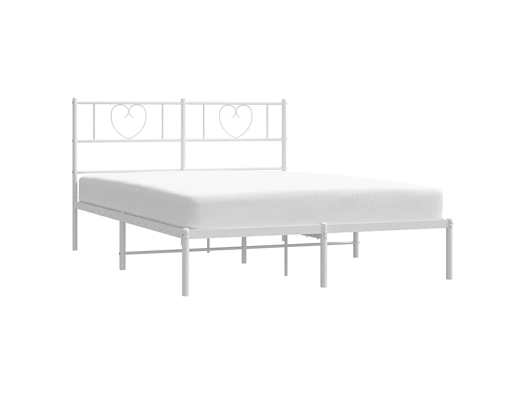 Cadre de lit métal sans matelas et tête de lit blanc 150x200 cm