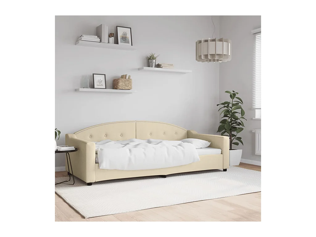 Letto da Giorno Crema 90x200 cm in Tessuto