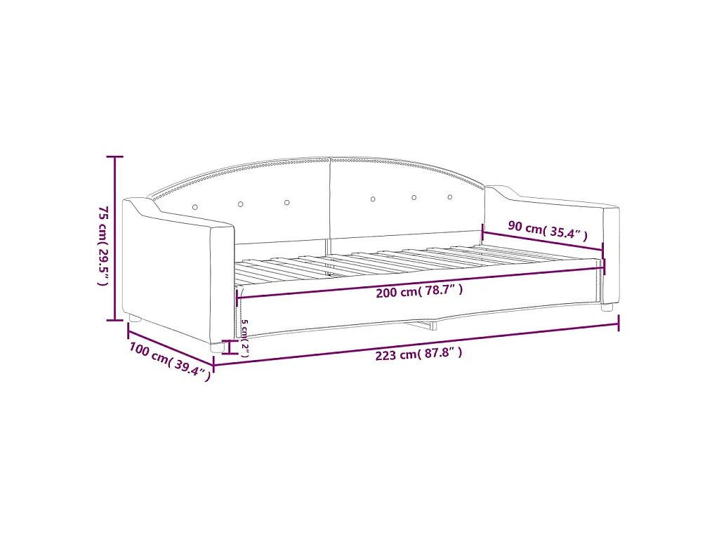 Lit de repos sans matelas crème 90x200 cm tissu