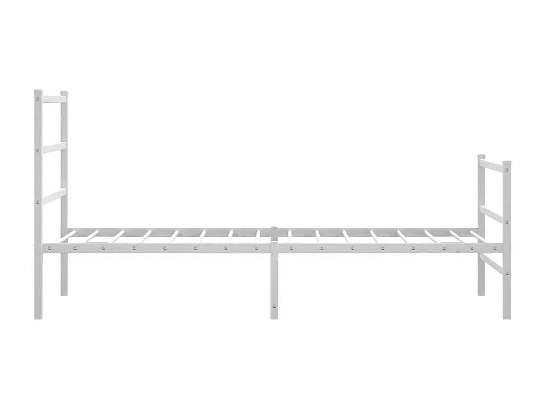 Cadre de lit métal sans matelas avec pied de lit blanc 90x200cm