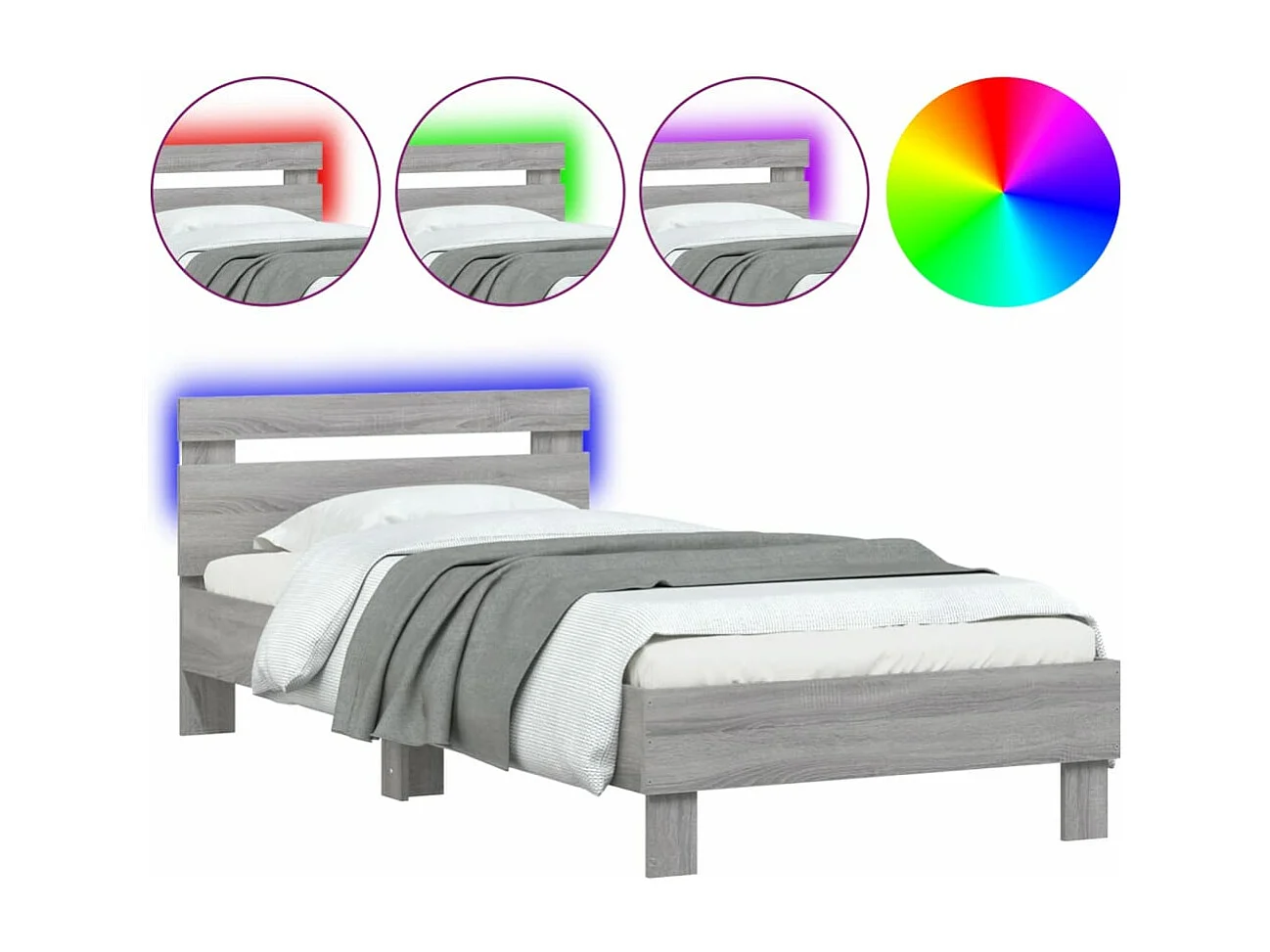 Cadre de lit sans matelas avec lumières LED 90x190 cm